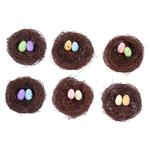 LABRIMP 6 Sätze Handgewebtes Deko Vogel Nest mit Bunten Ostereiern Dekoratives Fotorequisit für Frühling Party und Wohnzimmer Natürlicher Rattankorb mit Realistischen Eiern LABRIMP 6 Sätze Handgewebtes Deko Vogel Nest mit Bunten Ostereiern Dekoratives Fotorequisit für Frühling Party und Wohnzimmer Natürlicher Rattankorb mit Realistischen Eiern von LABRIMP