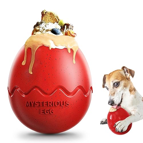 LACCEN Futterball für Hunde, IQ Treat Spender Hundespielzeug mit Leckerli befüllbar, Intelligenzspielzeug für Hunde Goße Hunde, Interaktive Snackball Hund Verbessert die Verdauung(Rot) von LACCEN