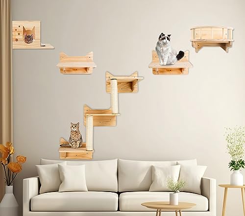 LADVATKIN Katzen Wandregale, Katzenwandmöbel Set, Katzenregale und Sitzstangen für Wand, Kletterregal Spielplatz, Katzenkratzbaum mit 3 Stufen Wandregal Innen Wandmontage Cat Condos Haus LADVATKIN Katzen Wandregale, Katzenwandmöbel Set, Katzenregale und Sitzstangen für Wand, Kletterregal Spielplatz, Katzenkratzbaum mit 3 Stufen Wandregal Innen Wandmontage Cat Condos Haus von LADVATKIN