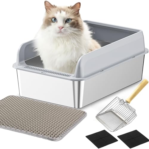LADYSONS Katzenklo Edelstahl, Katzentoilette, Katzenklo Groß, Auslaufsicher und Gegen Halbgeschlossen Katzentoilette, Leichtere Reinigung, mit Katzenstreuschaufel und Matte 50 x 35 x 20 cm LADYSONS Katzenklo Edelstahl, Katzentoilette, Katzenklo Groß, Auslaufsicher und Gegen Halbgeschlossen Katzentoilette, Leichtere Reinigung, mit Katzenstreuschaufel und Matte 50 x 35 x 20 cm von LADYSONS