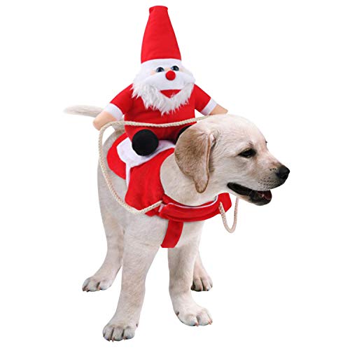 LAEMILIA Hunde-Elfenkostüm, magisches Klebeband, Weihnachtsmann, Reiten, Weihnachtskostüm, Verkleidung, Kleidung (Größe XL, A-rot) von LAEMILIA