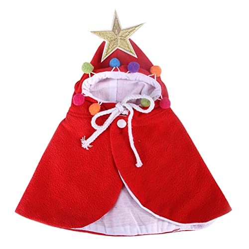 LAEMILIA Weihnachtskostüm für Katzen und Welpen, Haustier-Bandana, Bekleidung für kleine Hunde, Pompons, Dekoration, Urlaub, Party, Cosplay (groß, 02-rot) von LAEMILIA