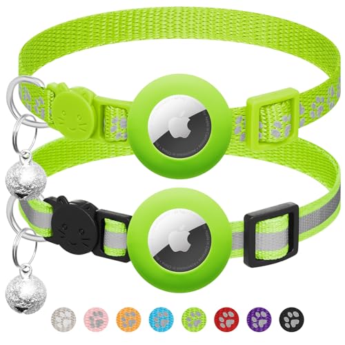 2er Pack kompatibel mit Airtag Katzenhalsband mit Glocke,Reflektierend GPS Tracker Katze kompatibel mit Apple Airtag Hülle,Personalisiert kompatibel mit Airtag Halsband Katze mit Sicherheitsverschluss 2er Pack kompatibel mit Airtag Katzenhalsband mit Glocke,Reflektierend GPS Tracker Katze kompatibel mit Apple Airtag Hülle,Personalisiert kompatibel mit Airtag Halsband Katze mit Sicherheitsverschluss von LAFAYI