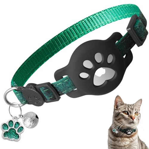 Katzenhalsband mit Airtag-Halter und Glocke, klassisches kariertes Kätzchenhalsband mit Apple Airtag-Katzenhalsbandhalter, verstellbar, 17,8 - 30,5 cm, Sicherheitsschnalle für Mädchen, Jungen, Katzen, von LAFAYI