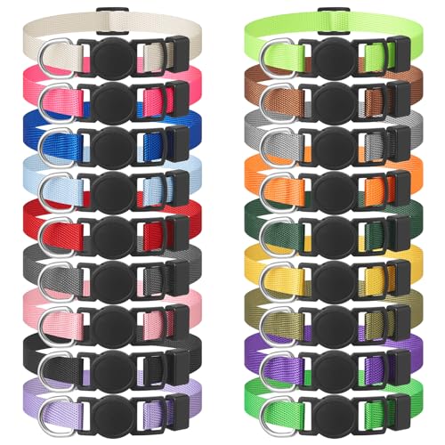 LAFAYI Hundehalsband, verstellbar, superweiches Nylon, handgefertigt, für kleine Hunde (17,8–25,4 cm), 18 Stück von LAFAYI