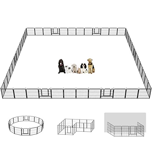 LAFENLIN Hund/Welpe Laufstall für Indoor/Outdoor-48 Panels 32''W x 40''H Anti-Rost Hund Zaun Übung Pen mit Türen-für große/mittlere/kleine Haustier spielen für RV Camping Yard(Gr von LAFENLIN