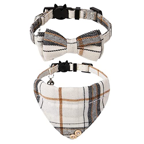 Breakaway Katzenhalsband mit Glöckchen – 2 Stück Katzenhalsband mit Glöckchen mit Bandana, Zubehör für Haustierhalsbänder, verstellbar für Katzen und kleine Hunde Breakaway Katzenhalsband mit Glöckchen – 2 Stück Katzenhalsband mit Glöckchen mit Bandana, Zubehör für Haustierhalsbänder, verstellbar für Katzen und kleine Hunde von LAIBUY