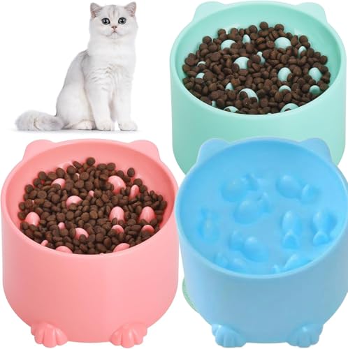 Erhöhter Futternapf aus Kunststoff, um 15 Grad geneigt, für Katzen und kleine Hunde, 3 Stück von LAIBUY