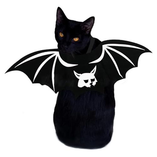 Fledermausflügel für Haustiere, Katzen, Halloween-Party-Dekoration, Cosplay, Fledermaus-Kostüm, Welpen- und Katzenverkleidungszubehör (weißer Geist, klein) von LAIBUY