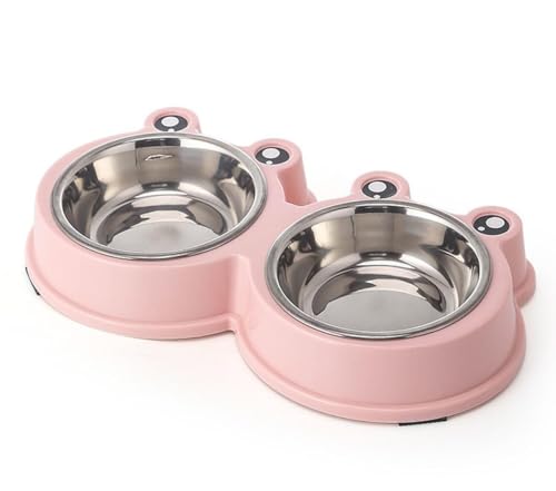 Futternapf aus Edelstahl, doppelte Futternäpfe für Hunde, Katzen und Kaninchen, rutschfester Futternapf für Hunde, Katzen und Kaninchen, niedlicher Modellierung, Rosa, Größe M Futternapf aus Edelstahl, doppelte Futternäpfe für Hunde, Katzen und Kaninchen, rutschfester Futternapf für Hunde, Katzen und Kaninchen, niedlicher Modellierung, Rosa, Größe M von LAIBUY