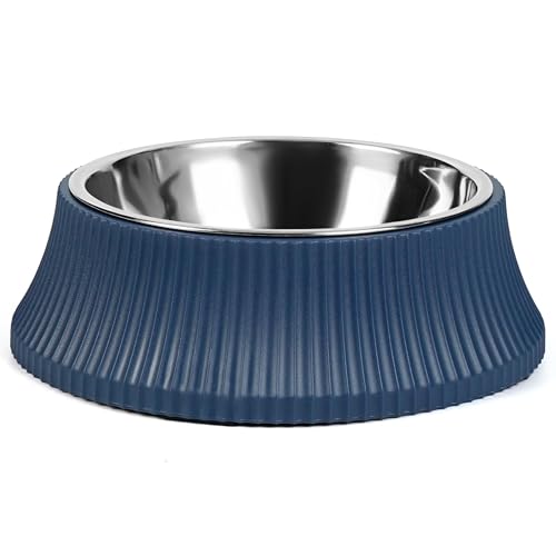 Futternapf für Hunde, Edelstahl, 300 ml, erhöhter Futternapf, rutschfest, auslaufsicher, für kleine und große Katzen, Blau von LAIBUY