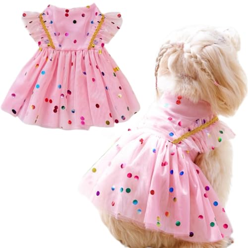 Geburtstagskleid für kleine Hunde, glitzernde Pailletten, für Hunde und Katzen, Tüllkleid, Tutu-Rock, Katzen-Outfit, Haustierkostüm für Yorkie, Teddy, Chihuahua, Kleidung (klein) von LAIBUY