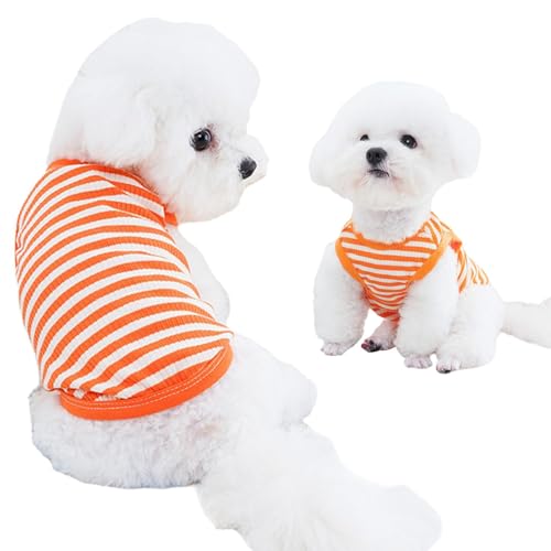 Gestreiftes Hunde-T-Shirt für den Sommer, weiche, ärmellose Weste und Tanktop für kleine bis mittelgroße Hunde, ideale Frühlings- und Herbstbekleidung für Haustiere, Größe L von LAIBUY