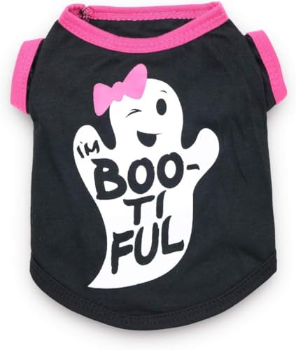 Halloween-Shirt, für kleine Hunde, Mädchen, Größe M, Rosa von LAIBUY