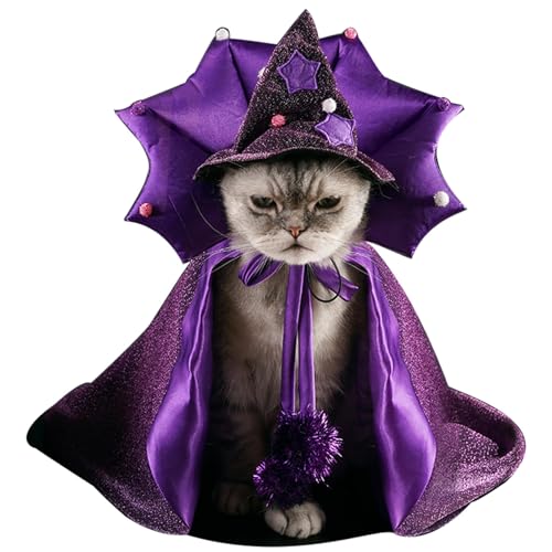 Haustier-Halloween-Kostüme, Katzen-Vampir-Umhang mit Hut, Cosplay-Zauberer-Hut, Umhang, Halloween-Party-Kleidung für kleine, mittelgroße und große Katzen und Hunde Haustier-Halloween-Kostüme, Katzen-Vampir-Umhang mit Hut, Cosplay-Zauberer-Hut, Umhang, Halloween-Party-Kleidung für kleine, mittelgroße und große Katzen und Hunde von LAIBUY