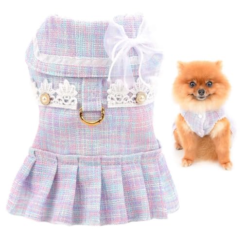 Haustierkleidung für Mädchen, Welpen, Tweed, Winterkleid, Fleecefutter für kleine, mittelgroße Hunde und Katzen mit D-Ring, Faltenrock, Spitze, Schleife, Yorkie, Chihuahua, warme Kleidung, Lila, L Haustierkleidung für Mädchen, Welpen, Tweed, Winterkleid, Fleecefutter für kleine, mittelgroße Hunde und Katzen mit D-Ring, Faltenrock, Spitze, Schleife, Yorkie, Chihuahua, warme Kleidung, Lila, L von LAIBUY