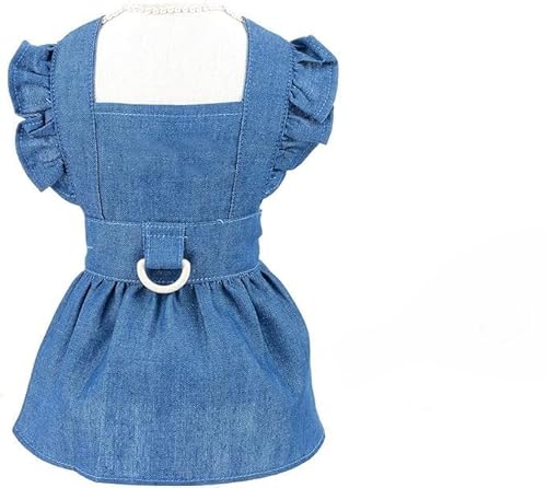Hunde-Denim-Geschirrkleid, Rüschen, Welpen-Prinzessinnenkleid für kleine, mittelgroße Hunde, Katzen, Mädchen, verstellbarer Haustier-Jeansrock mit D-Ring, Sommerbekleidung, Dunkelblau, Größe S Hunde-Denim-Geschirrkleid, Rüschen, Welpen-Prinzessinnenkleid für kleine, mittelgroße Hunde, Katzen, Mädchen, verstellbarer Haustier-Jeansrock mit D-Ring, Sommerbekleidung, Dunkelblau, Größe S von LAIBUY