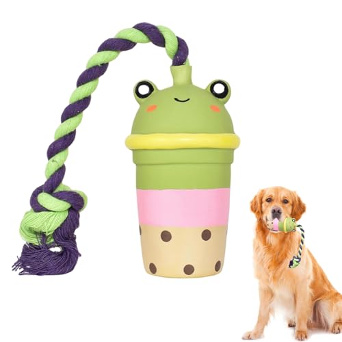 Hunde Kauspielzeug, Latex Milchtee Tasse Hundespielzeug mit Seil, Hunde Quietschspielzeug Spaß zu kauen, zu jagen und zu holen, langlebiges Zahnspielzeug Hunde Kauspielzeug, Latex Milchtee Tasse Hundespielzeug mit Seil, Hunde Quietschspielzeug Spaß zu kauen, zu jagen und zu holen, langlebiges Zahnspielzeug von LAIBUY