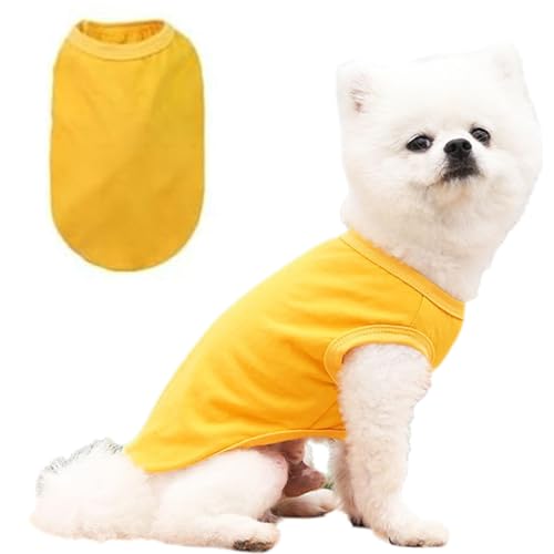 Hunde-Shirt, Haustier-Shirt, weiches Tanktop für kleine Hunde, atmungsaktiv, elegant, kühl, Sommer, ärmellos, Gelb, Größe M Hunde-Shirt, Haustier-Shirt, weiches Tanktop für kleine Hunde, atmungsaktiv, elegant, kühl, Sommer, ärmellos, Gelb, Größe M von LAIBUY