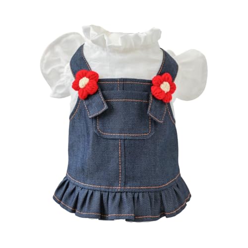 Hundekleid, Welpenrock, Prinzessinnenkleid, Blume, Denimkleid, Rock, kleine Hunde, Mädchen, Kleidung (Größe L, Blau) von LAIBUY
