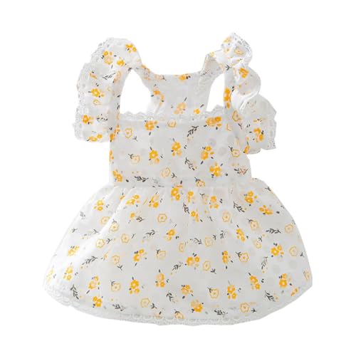 Hundekleid, weich, atmungsaktiv, für kleine Hunde, elegant, Prinzessinnen-Spitze, florales Haustierkleid mit Sonnenblume von LAIBUY