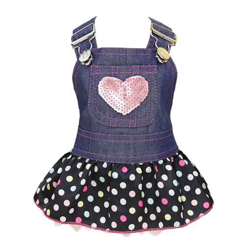 Hundekleid für Welpen, luxuriöser Rock, Kleidung, Pailletten, Liebe, Herz, Prinzessinnenkleider, Tutu-Rock, Jeansrock für kleine Hunde, Mädchen, Größe M Hundekleid für Welpen, luxuriöser Rock, Kleidung, Pailletten, Liebe, Herz, Prinzessinnenkleider, Tutu-Rock, Jeansrock für kleine Hunde, Mädchen, Größe M von LAIBUY