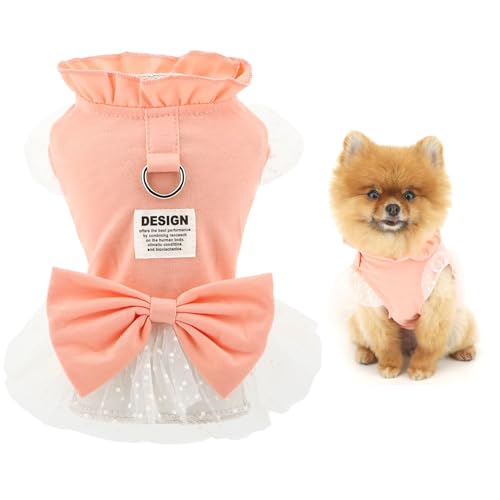 Hundekleid für extra kleine und kleine Hunde, Tüll, Welpengeschirr, Rock mit D-Ring, Schleife, Sommer, Frühling, bequeme Haustierkleidung, Yorkie, Chihuahua, Katzen, Bekleidung, Rosa, Größe XS Hundekleid für extra kleine und kleine Hunde, Tüll, Welpengeschirr, Rock mit D-Ring, Schleife, Sommer, Frühling, bequeme Haustierkleidung, Yorkie, Chihuahua, Katzen, Bekleidung, Rosa, Größe XS von LAIBUY
