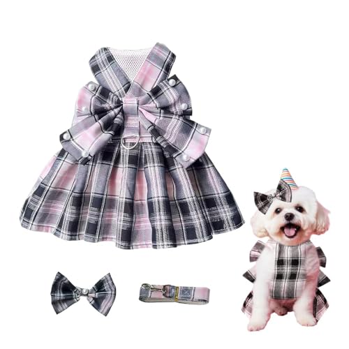 Hundekostüm, schottisches Karomuster, Hundekleid mit Schleife, für Hochzeit und Party, für kleine, mittelgroße und große Hunde (Größe XL) von LAIBUY