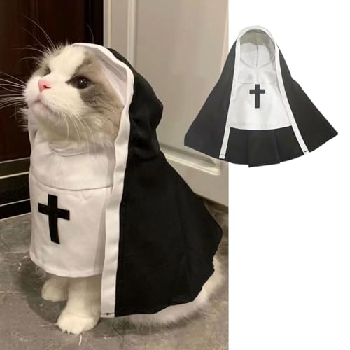 Katzenkostüm, Nonnenkleid, lustiges Halloween-Umhang-Outfit für kleine und mittelgroße Hunde, Cosplay-Bekleidung für Fotoshootings, Partys, soziale Medien, entzückende Haustierkleidung (Größe M Katzenkostüm, Nonnenkleid, lustiges Halloween-Umhang-Outfit für kleine und mittelgroße Hunde, Cosplay-Bekleidung für Fotoshootings, Partys, soziale Medien, entzückende Haustierkleidung (Größe M von LAIBUY