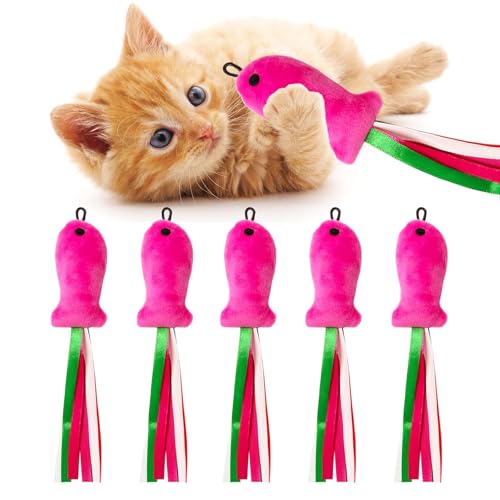 Katzenspielzeug, rosa Fisch, 5 Stück, Katzenminze-Spielzeug für Katzen, Flopping-Katzen-Fischspielzeug, gefüllter weicher Plüsch, Katzenfederstab-Zubehör mit Bändern, interaktives Katzenspielzeug für Katzenspielzeug, rosa Fisch, 5 Stück, Katzenminze-Spielzeug für Katzen, Flopping-Katzen-Fischspielzeug, gefüllter weicher Plüsch, Katzenfederstab-Zubehör mit Bändern, interaktives Katzenspielzeug für von LAIBUY