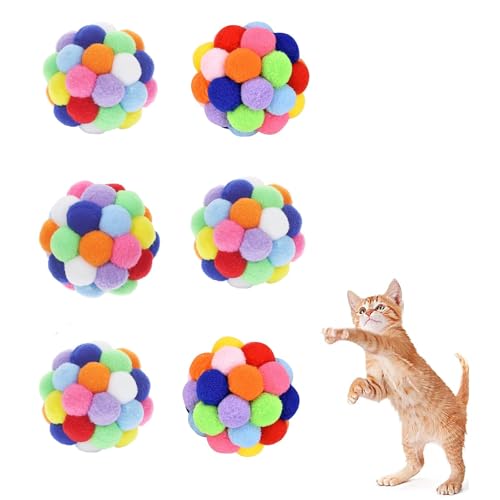 LAIBUY Dura Katzenspielzeug, weiche Plüschbälle für Kätzchen und Hauskatzen, maschinenwaschbar, flauschiges Kauspielzeug, geräuschloses Quetschspiel mit lebendigen Farben, 6 Stück LAIBUY Dura Katzenspielzeug, weiche Plüschbälle für Kätzchen und Hauskatzen, maschinenwaschbar, flauschiges Kauspielzeug, geräuschloses Quetschspiel mit lebendigen Farben, 6 Stück von LAIBUY