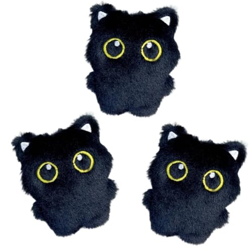 LAIBUY Niedliches schwarzes Katzenspielzeug, interaktives Spielzeug mit quietschenden und weichen 9,9 cm großen Augen, schwarze Katze, Plüschspielzeug für Indoor-Katzen, 3 Stück LAIBUY Niedliches schwarzes Katzenspielzeug, interaktives Spielzeug mit quietschenden und weichen 9,9 cm großen Augen, schwarze Katze, Plüschspielzeug für Indoor-Katzen, 3 Stück von LAIBUY