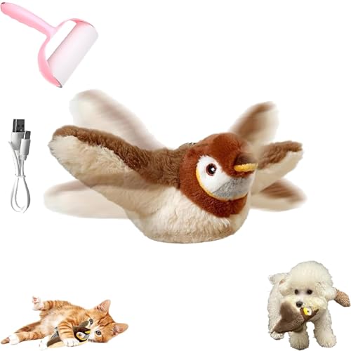 LAIBUY The Mellow Dog Beruhigender Spatz, wiederaufladbar, flatterndes Vogelspielzeug mit zwitscherndem Geräusch, flatternde Flügel, Haustierjagd, Plüsch, Flappy Vogel für Hund und Katze (1 x Spatz) LAIBUY The Mellow Dog Beruhigender Spatz, wiederaufladbar, flatterndes Vogelspielzeug mit zwitscherndem Geräusch, flatternde Flügel, Haustierjagd, Plüsch, Flappy Vogel für Hund und Katze (1 x Spatz) von LAIBUY