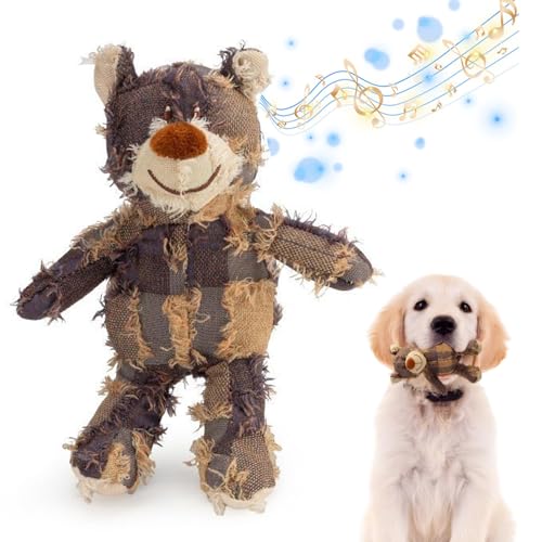 LAIBUY Unzerstörbares robustes Hundespielzeug Bär, Plüsch, weich, quietschend, für aggressive Kauer, unzerstörbares Hundespielzeug für aggressive von LAIBUY