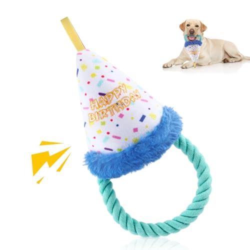 Plüsch Geburtstag Ballon Hundespielzeug mit Seilbein, Weiches Quietschspielzeug für Spaß, Langlebiges Kauspielzeug für Hunde Geburtstagsgeschenk Tug of War Hundespielzeug zum Spielen und Interaktion Plüsch Geburtstag Ballon Hundespielzeug mit Seilbein, Weiches Quietschspielzeug für Spaß, Langlebiges Kauspielzeug für Hunde Geburtstagsgeschenk Tug of War Hundespielzeug zum Spielen und Interaktion von LAIBUY