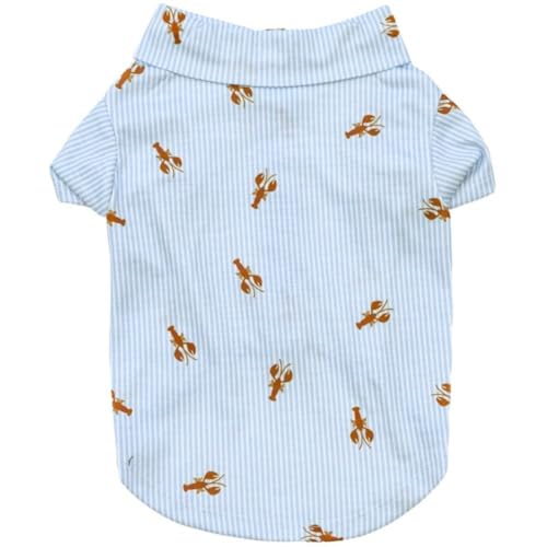 Stipes Haustier-Shirt, tropischer Druck, für Welpen, Sommer, Hawaii, Strand, Polo-Shirt, Kleidung (Blau, Größe XL) von LAIBUY