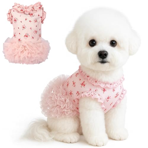 Süßes Hunde-Outfit, florales Welpenkleid mit D-Ring, Haustierkleid für kleine Hunde und Katzen, Mädchen, Hundekleider für den Sommer, drinnen und draußen, Größe M Süßes Hunde-Outfit, florales Welpenkleid mit D-Ring, Haustierkleid für kleine Hunde und Katzen, Mädchen, Hundekleider für den Sommer, drinnen und draußen, Größe M von LAIBUY