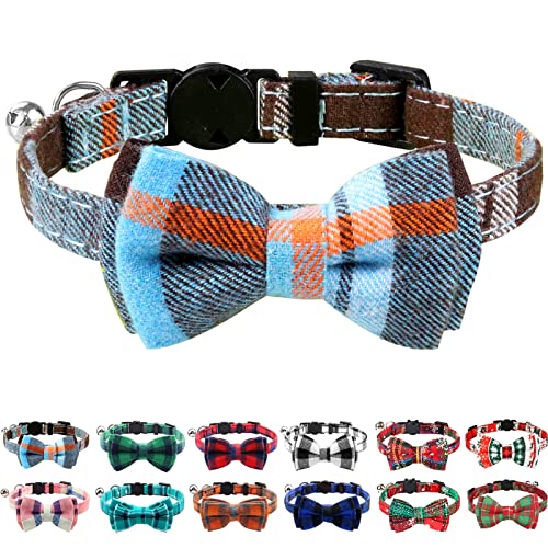 Verbessertes Katzenhalsband mit Glöckchen, abreißbares Katzenhalsband mit Fliege, 1 Stück, für Mädchen und Jungen, Sicherheits-Halsbänder, Dunstblau Verbessertes Katzenhalsband mit Glöckchen, abreißbares Katzenhalsband mit Fliege, 1 Stück, für Mädchen und Jungen, Sicherheits-Halsbänder, Dunstblau von LAIBUY