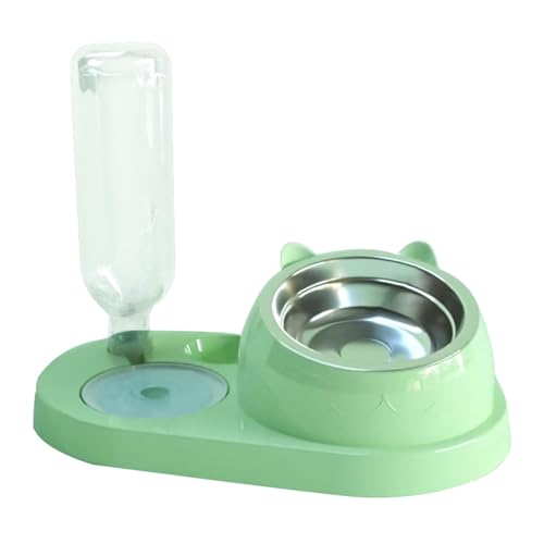 Wasser- und Futternapf für Katzen, Hunde, geneigtes Wasser- und Futternapf-Set (grün) von LAIBUY