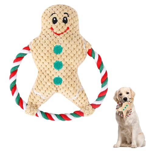 Weihnachts-Hundespielzeug, Plüsch, gefüllt, quietschend, interaktiv, Ingwermann, Wurfspielzeug, lustiges Tauziehen, Hundespielzeug für Haustiere, Welpen, kleine, mittelgroße und große Hunde Weihnachts-Hundespielzeug, Plüsch, gefüllt, quietschend, interaktiv, Ingwermann, Wurfspielzeug, lustiges Tauziehen, Hundespielzeug für Haustiere, Welpen, kleine, mittelgroße und große Hunde von LAIBUY