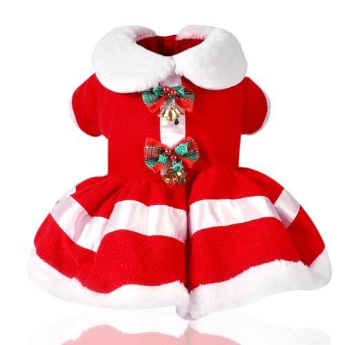 Weihnachtskleid für Hunde, Weihnachtsmann-Haustierkleidung, roter Samtrock, Winter-Outfit, Bekleidung für kleine und mittelgroße Hunde, Cosplay-Kostüm, Welpen, warmes Winterkleid (XL) von LAIBUY
