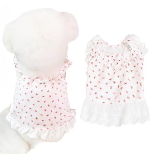 XS Hundekleidung für kleine Hunde, Frühlingssommerkleid, Schleifendruck, Katzenkleider, Hunde-Shirts, niedlicher Welpen-Pyjama für Damen, Shih Tzu, Yorkshire, Chihuahua, Weiß, Größe M (2,5–4 kg)) XS Hundekleidung für kleine Hunde, Frühlingssommerkleid, Schleifendruck, Katzenkleider, Hunde-Shirts, niedlicher Welpen-Pyjama für Damen, Shih Tzu, Yorkshire, Chihuahua, Weiß, Größe M (2,5–4 kg)) von LAIBUY