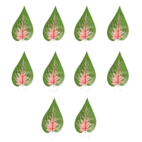 LAIOUSN Künstliche Blätter, dekorative Pflanze mit Saugnapf, bunte Blatt-Dekorationen für Aquarien, Ornamente, Pflanze, Terrarium, Betta, Fischzubehör, kleines Aquarium, Spielzeug von LAIOUSN