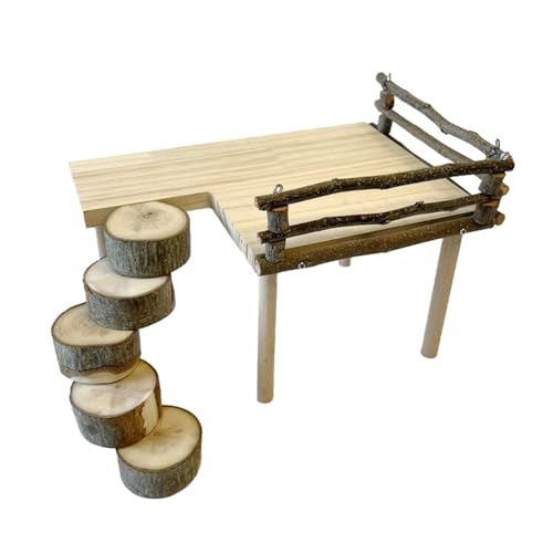 LAIOUSN Spielständer aus Naturholz, doppellagig, Kletterplattform mit Leiter für Hamster und Eichhörnchen, mit einfacher Montage, Haustierkäfig, Kletterstruktur von LAIOUSN