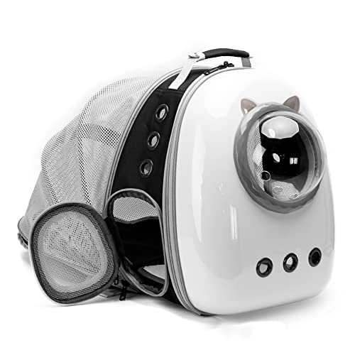 Back Expandable Cat Backpack Carrier Bubble Cat Carrier Outdoor Travel hHiking Go for Vet (White, Back Extension) von LAIRIES