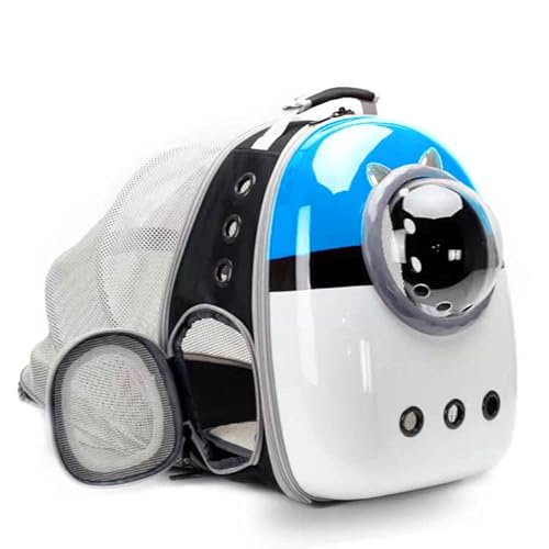 Erweiterbarer Katzentragerrucksack, Rucksack für Katzen, Kätzchen, kleine Welpen, von Fluggesellschaften zugelassener Katzenblasen-Rucksack, Weltraumkapsel, Astronauten-Tragetasche, Blau von LAIRIES