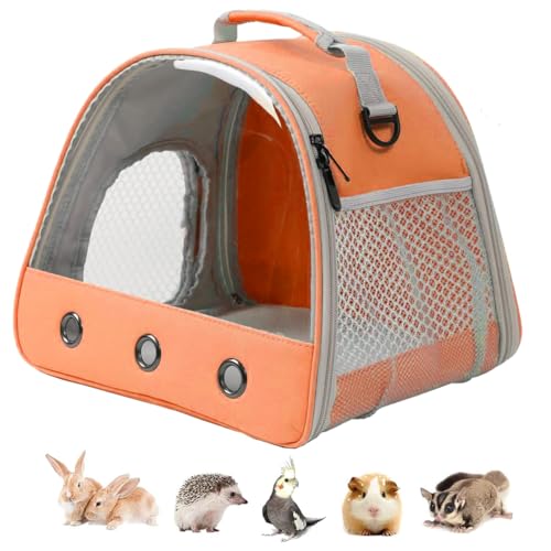 Meerschweinchen-Tragerucksack, durchsichtiger Rucksack mit Sichtfenster, für Meerschweinchen, Kaninchen, Ratten, Vogel (Orange, Träger) von LAIRIES