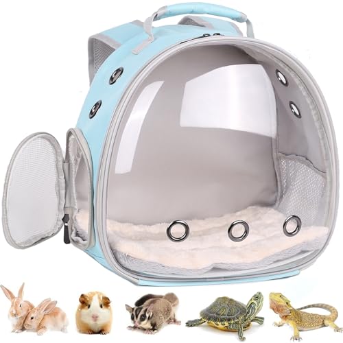 Tragbarer Kleintier-Rucksack für Meerschweinchen, Kaninchen, Bartagamen, Vogel, Eichhörnchen, Outdoor, Wandern, Radfahren (Blau, Rucksack) von LAIRIES