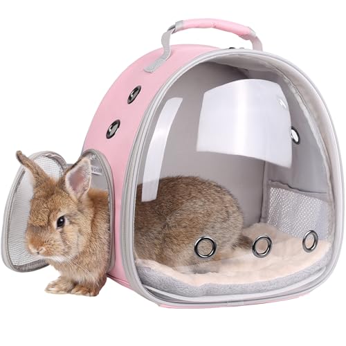 Tragbarer Kleintier-Rucksack für Meerschweinchen, Kaninchen, Bartagamen, Vogel, Eichhörnchen, Outdoor, Wandern, Radfahren (Rosa, Rucksack) von LAIRIES