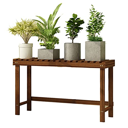 LAIYUTING Pflanzenregale Garten Stufenhölzerner Blumenständer Balkongrünpflanzenständer Wohnzimmerblumentopfständer Gartendekorationsständer (Color : Brown, Size : 78x25x45cm) von LAIYUTING